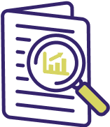 Magnifying glass and brochure icon