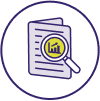 Magnifying glass and brochure icon