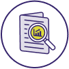 Magnifying glass and brochure icon